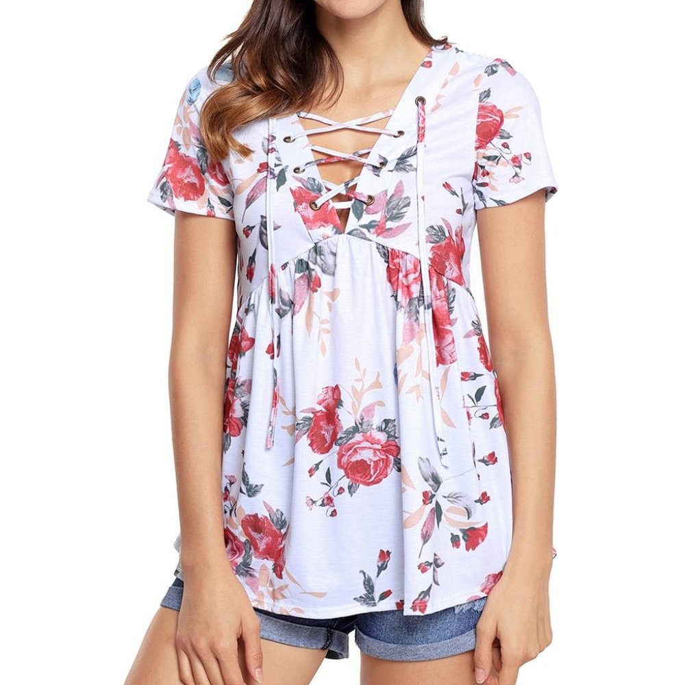 Lace Up V Neck Tunic